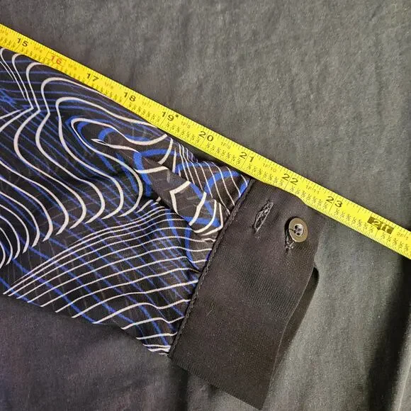 Cameo Sheer Long Sleeve Blouse Size‎ S Button Front Professional Geometric - Picture 8 of 10